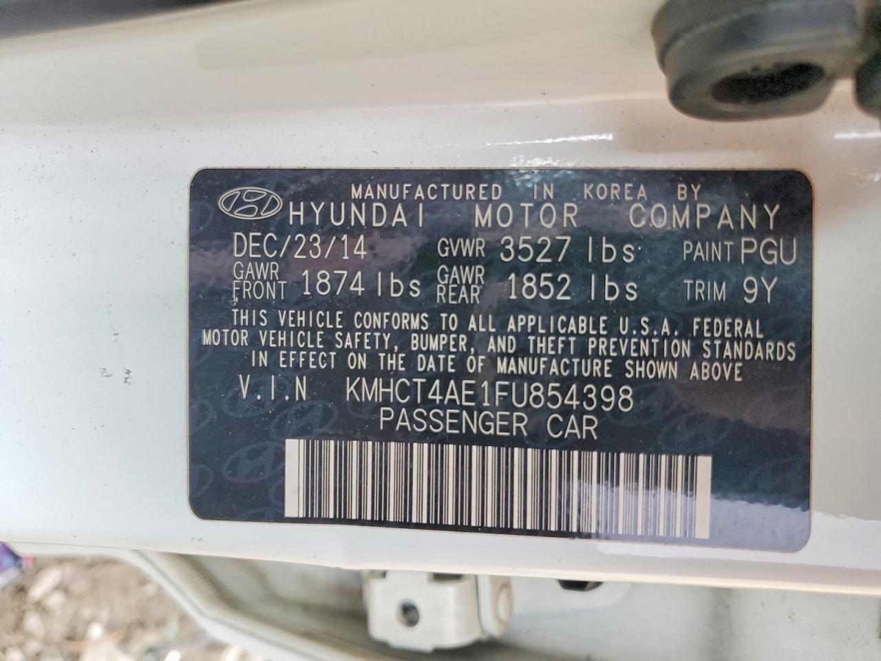 2015 Hyundai Accent VIN KMHCT4AE1FU854398 photo 12