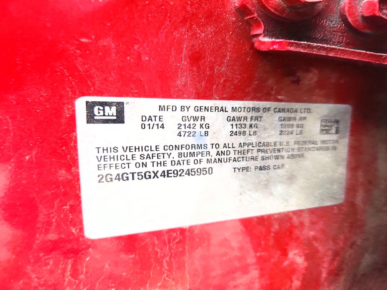 2014 Buick Regal VIN 2G4GT5GX4E9245950 photo 12