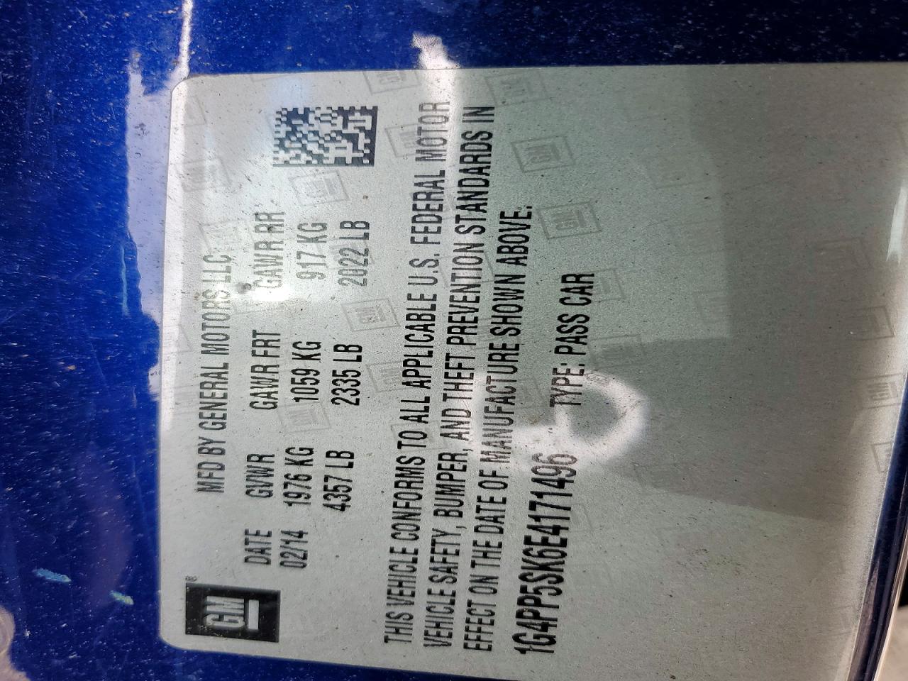 2014 BUICK Verano VIN 1G4PP5SK6E4171496 photo 12
