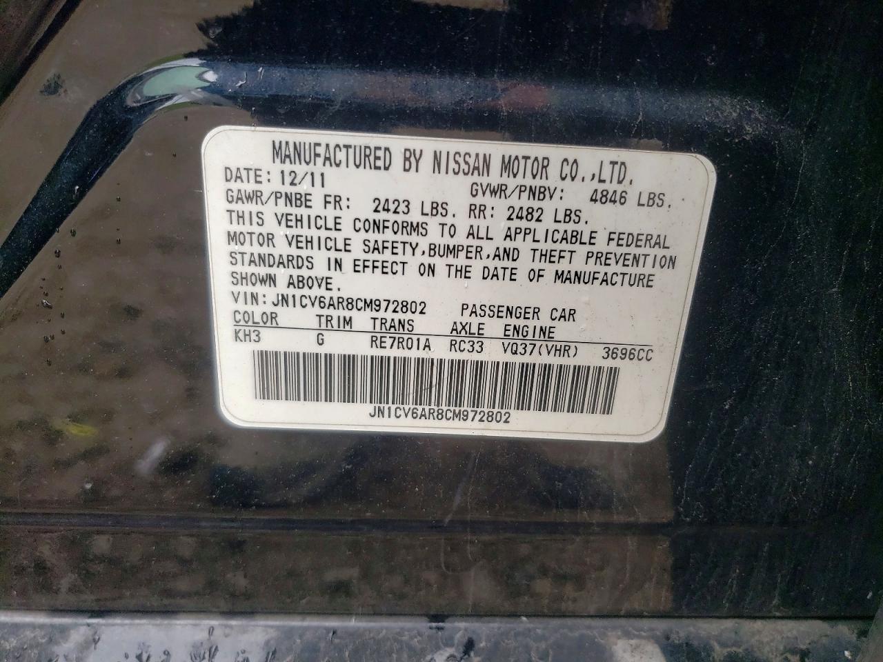 2012 Infiniti G37 VIN JN1CV6AR8CM972802 photo 12