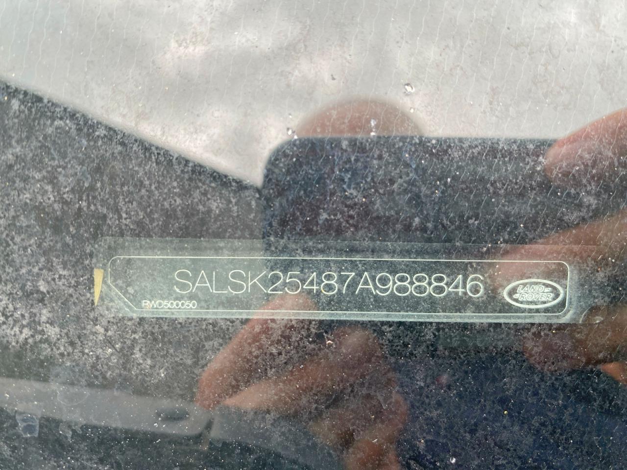 2007 Land Rangerover VIN SALSK25487A988846 photo 10