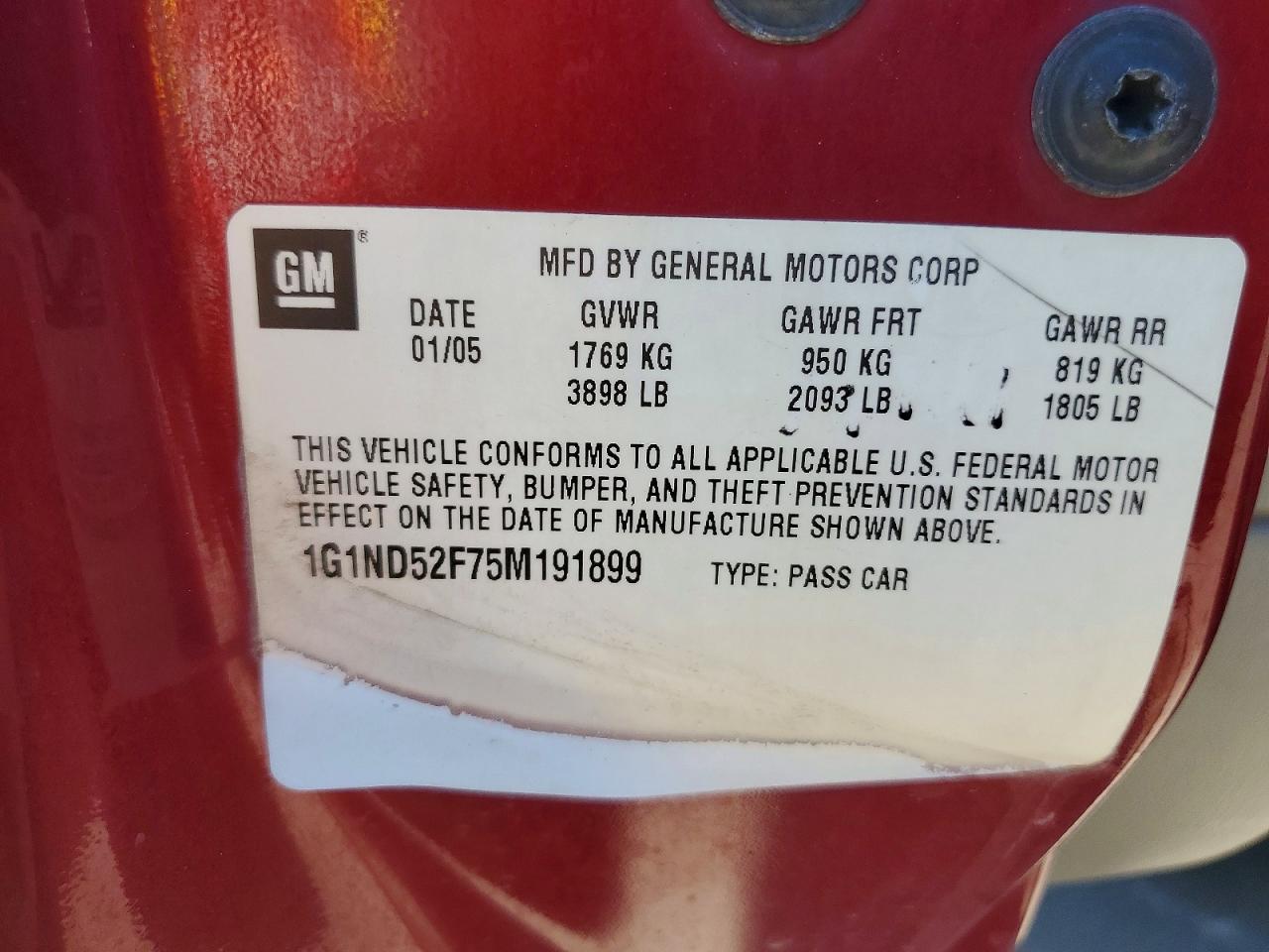 2005 CHEV Malibu VIN 1G1ND52F75M191899 photo 12