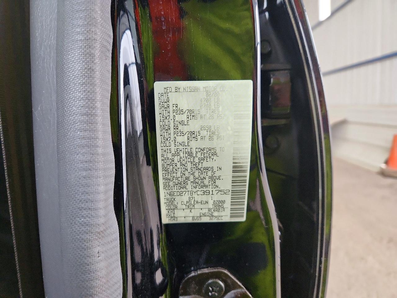 2000 NISSAN Frontier VIN 1N6ED27T8YC391752 photo 12