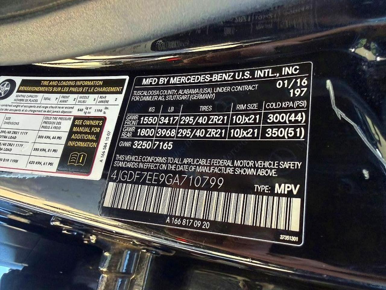 2016 Mercedes-Benz Gl-class VIN 4JGDF7EE9GA710799 photo 10