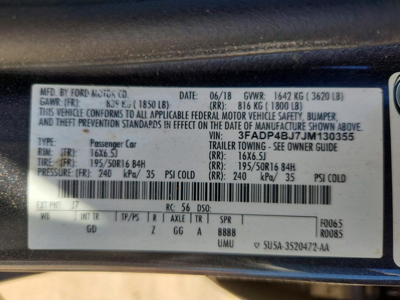 2018 Fiesta VIN 3FADP4BJ7JM130355 photo 12