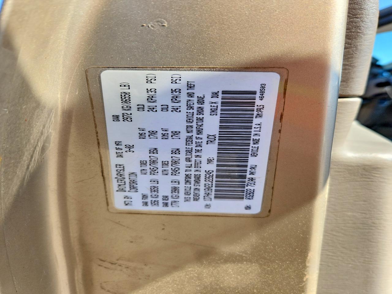 2002 Dodge Ram 1500 VIN 1D7HA16N22J226245 photo 12