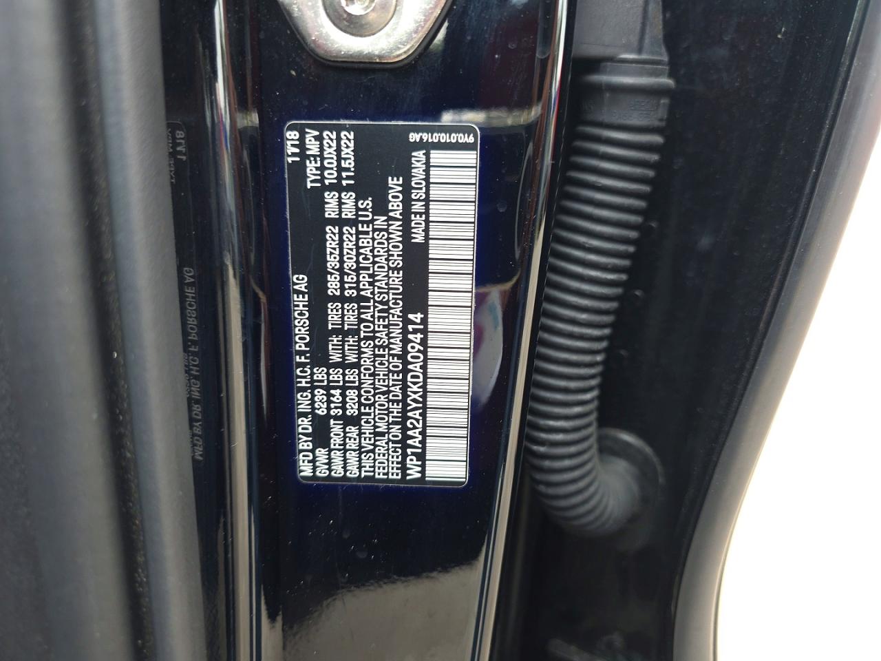 2019 Porsche Cayenne VIN WP1AA2AYXKDA09414 photo 10