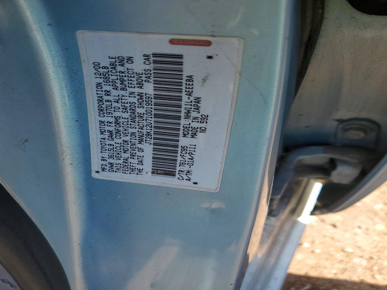 2001 Toyota Prius VIN JT2BK12U710019597 photo 12