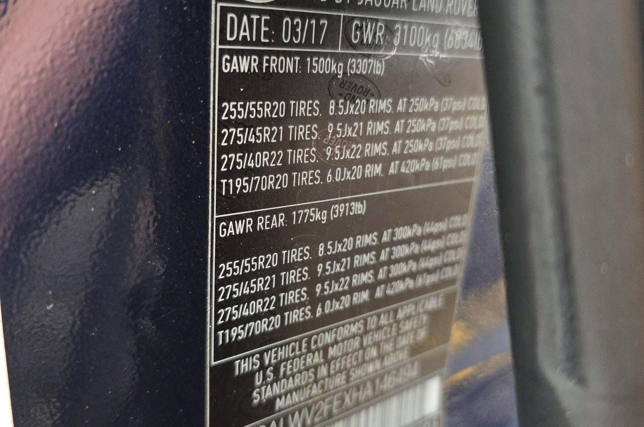 2017 Land Rangerover VIN SALWV2FEXHA146494 photo 10