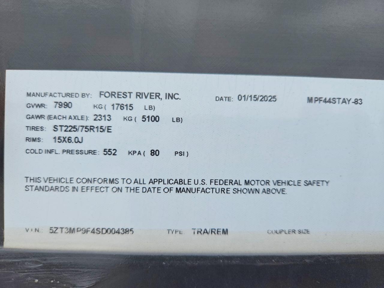 2025 FRRV Trailer VIN 5ZT3MP9F4SD004385 photo 10