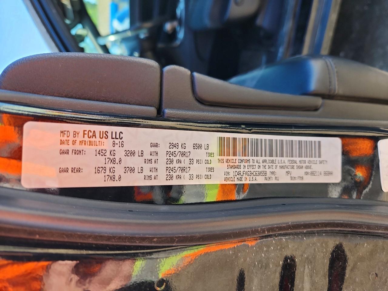 2017 Jeep Grand cher VIN 1C4RJFAG3HC630558 photo 12