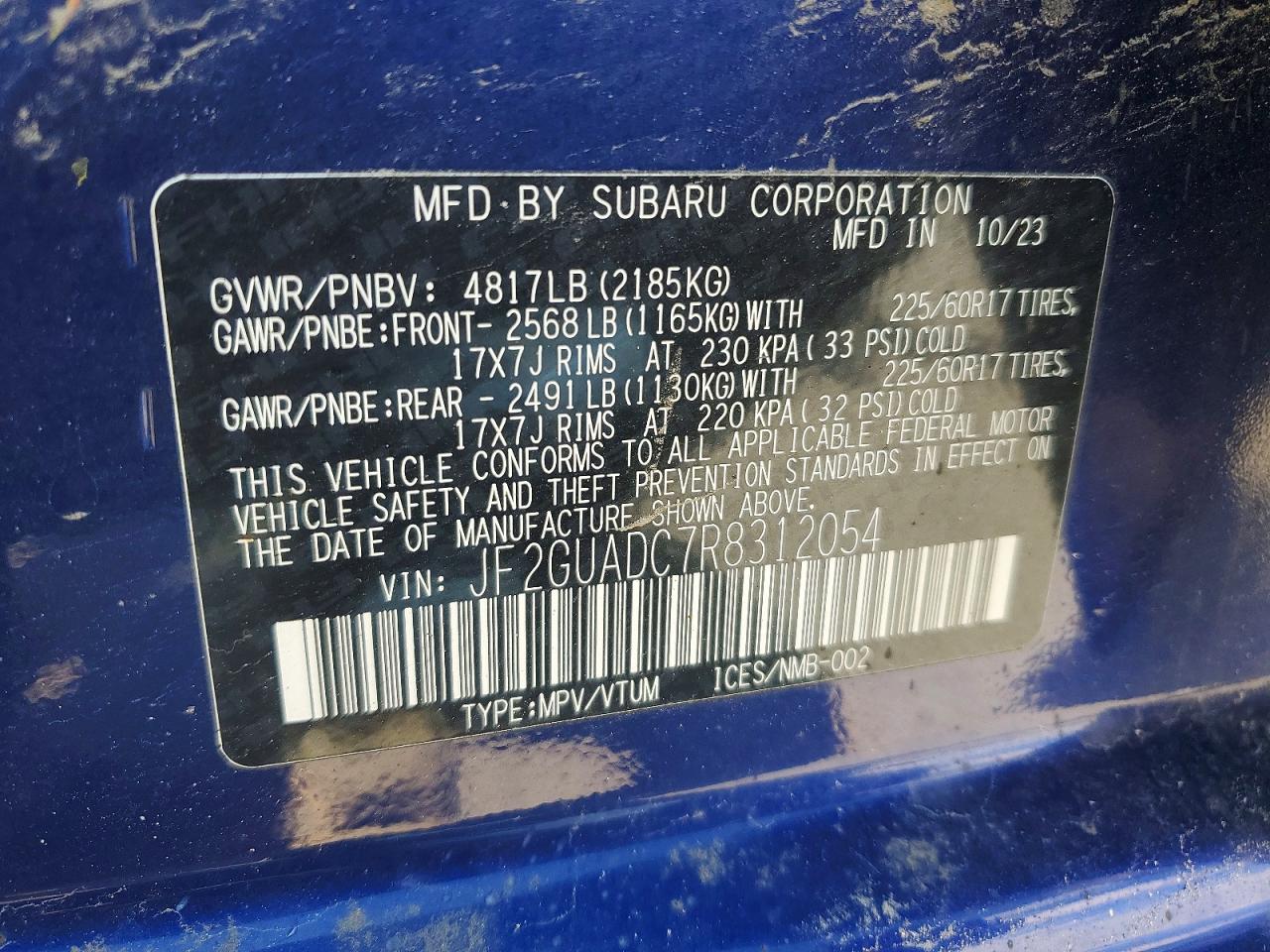 2024 Subaru Crosstrek VIN JF2GUADC7R8312054 photo 12