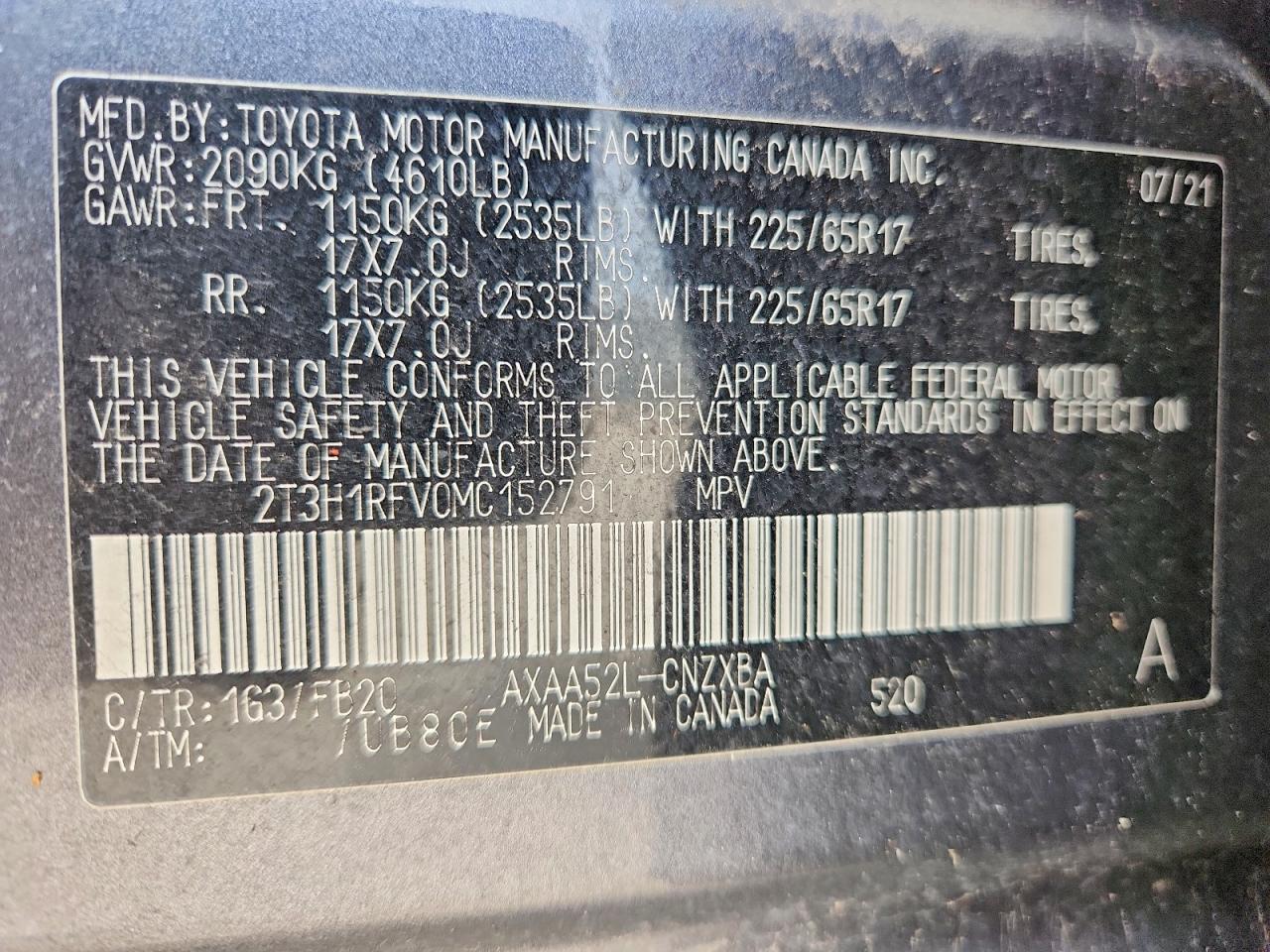 2021 Toyota Rav4 VIN 2T3H1RFV0MC152791 photo 12