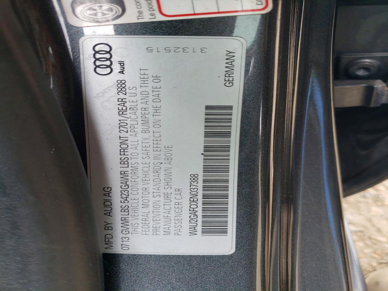 2014 Audi A7 VIN WAU2GAFC0EN037388 photo 12
