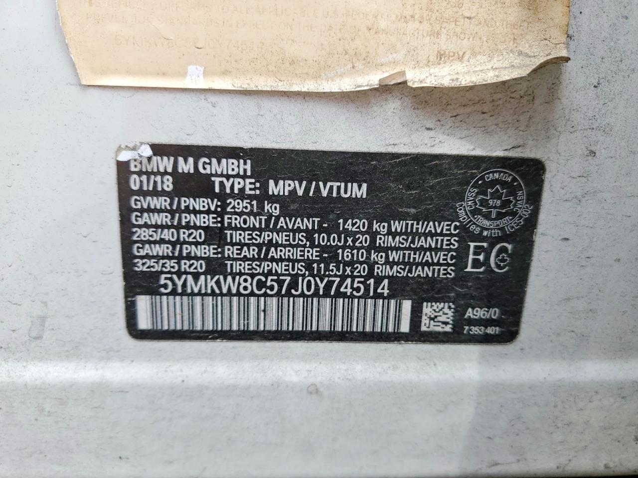 2018 BMW X6 VIN 5YMKW8C57J0Y74514 photo 12