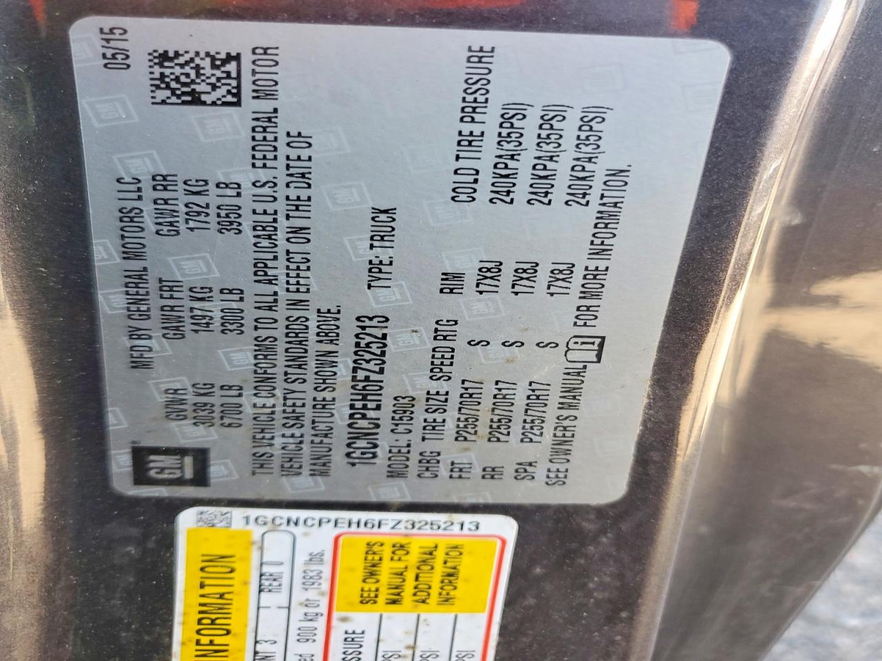 2015 Chevrolet All models VIN 1GCNCPEH6FZ325213 photo 12