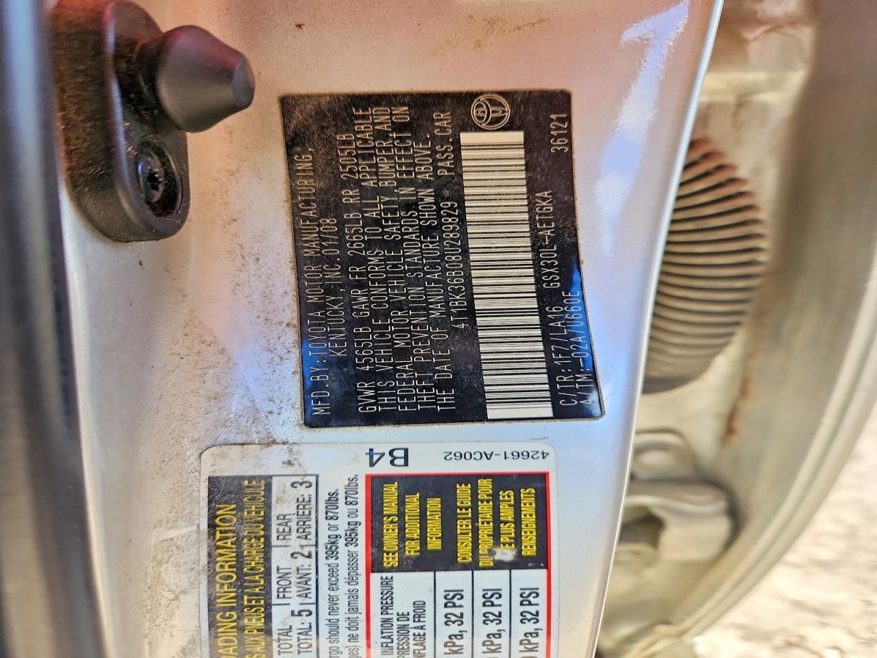 2008 TOYOTA Avalon VIN 4T1BK36B08U289829 photo 12