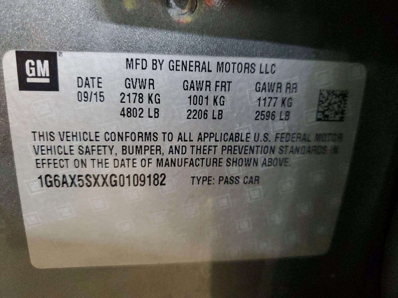 2016 Cadillac Cts VIN 1G6AX5SXXG0109182 photo 12