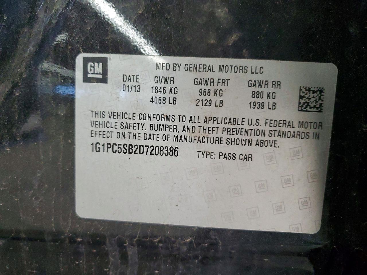 2013 Chevrolet Cruze VIN 1G1PC5SB2D7208386 photo 12