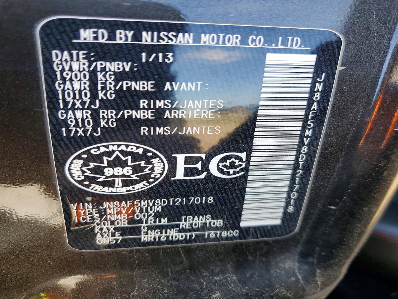 2013 NISS Juke VIN JN8AF5MV8DT217018 photo 12