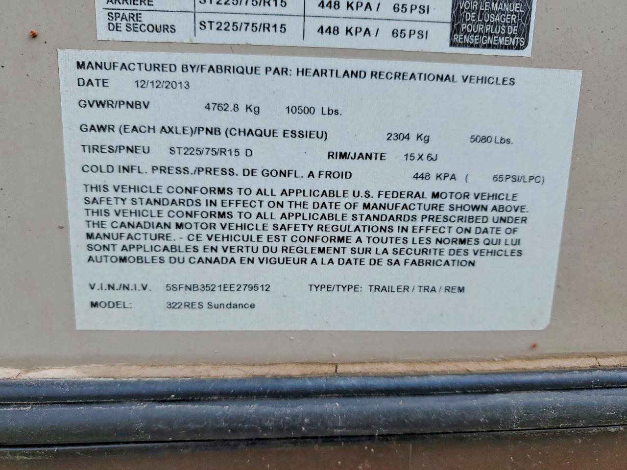 2014 HEARTLAND All models VIN 5SFNB3521EE279512 photo 10