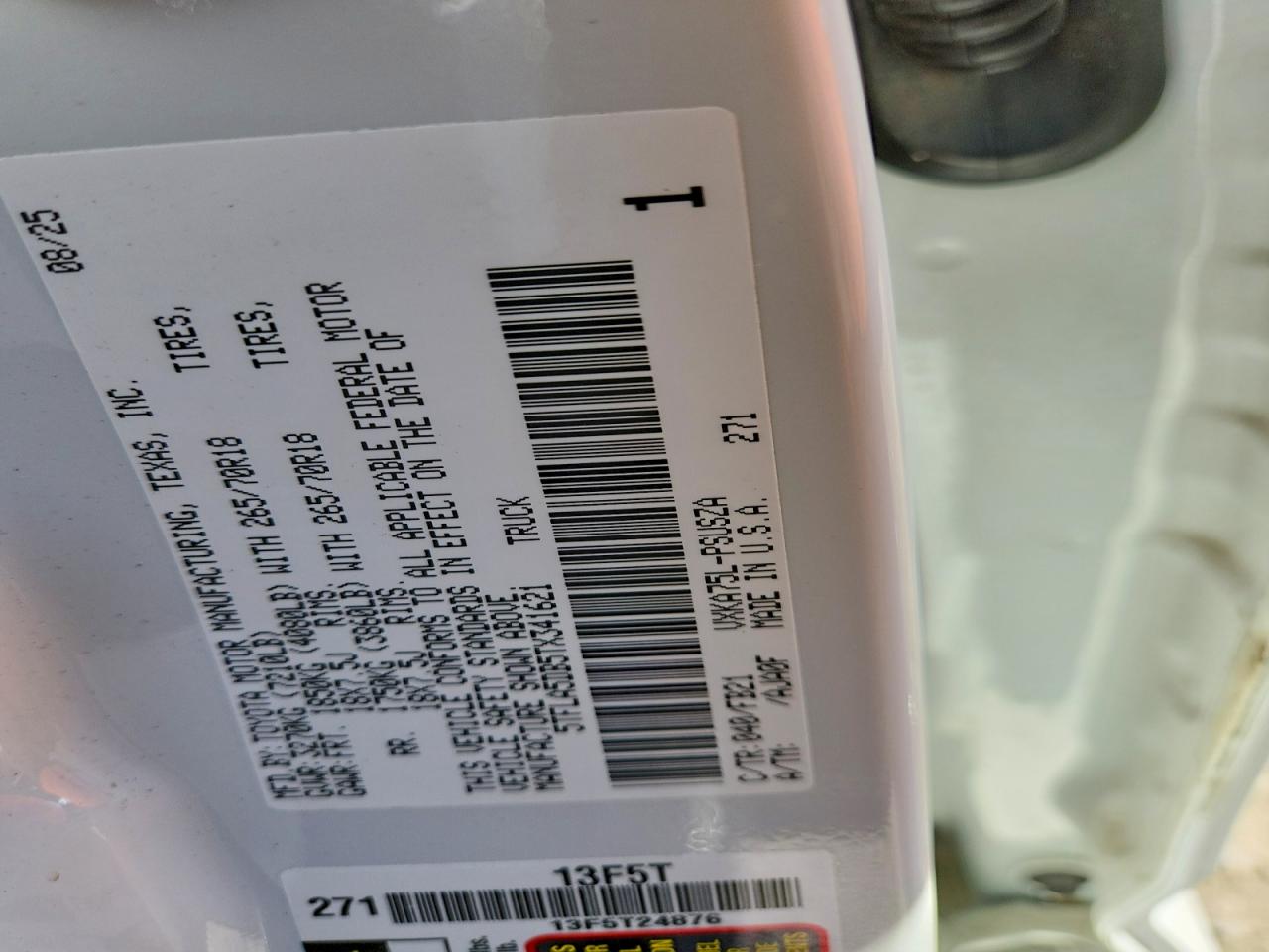 2026 Toyota Tundra VIN 5TFLA5DB5TX341621 photo 12