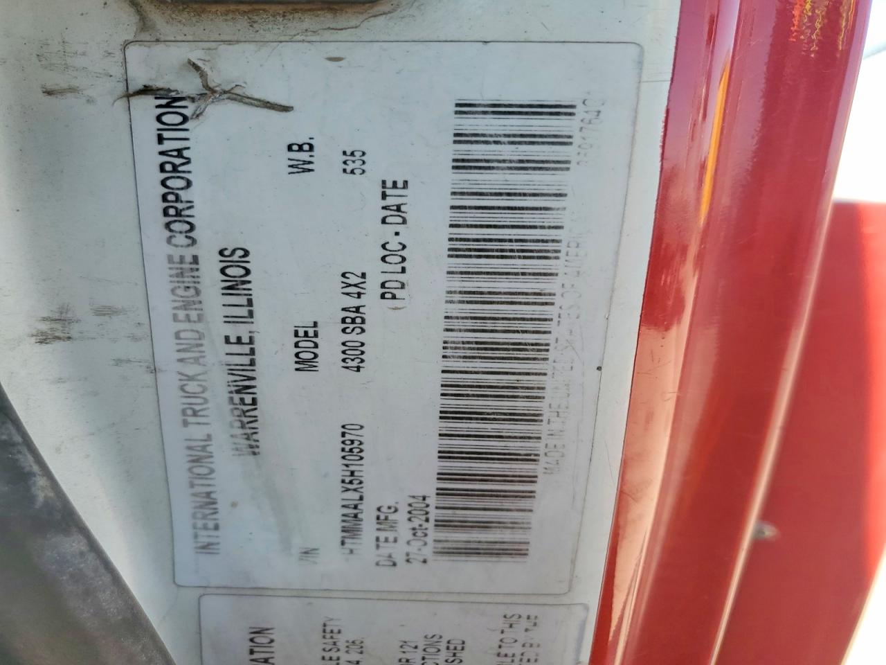 2005 INTERNATIONAL 4000 serie VIN 1HTMMAALX5H105970 photo 10