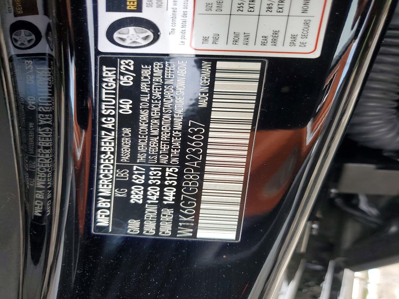 2023 Mercedes-Benz S class VIN W1K6G7GB8PA236637 photo 12