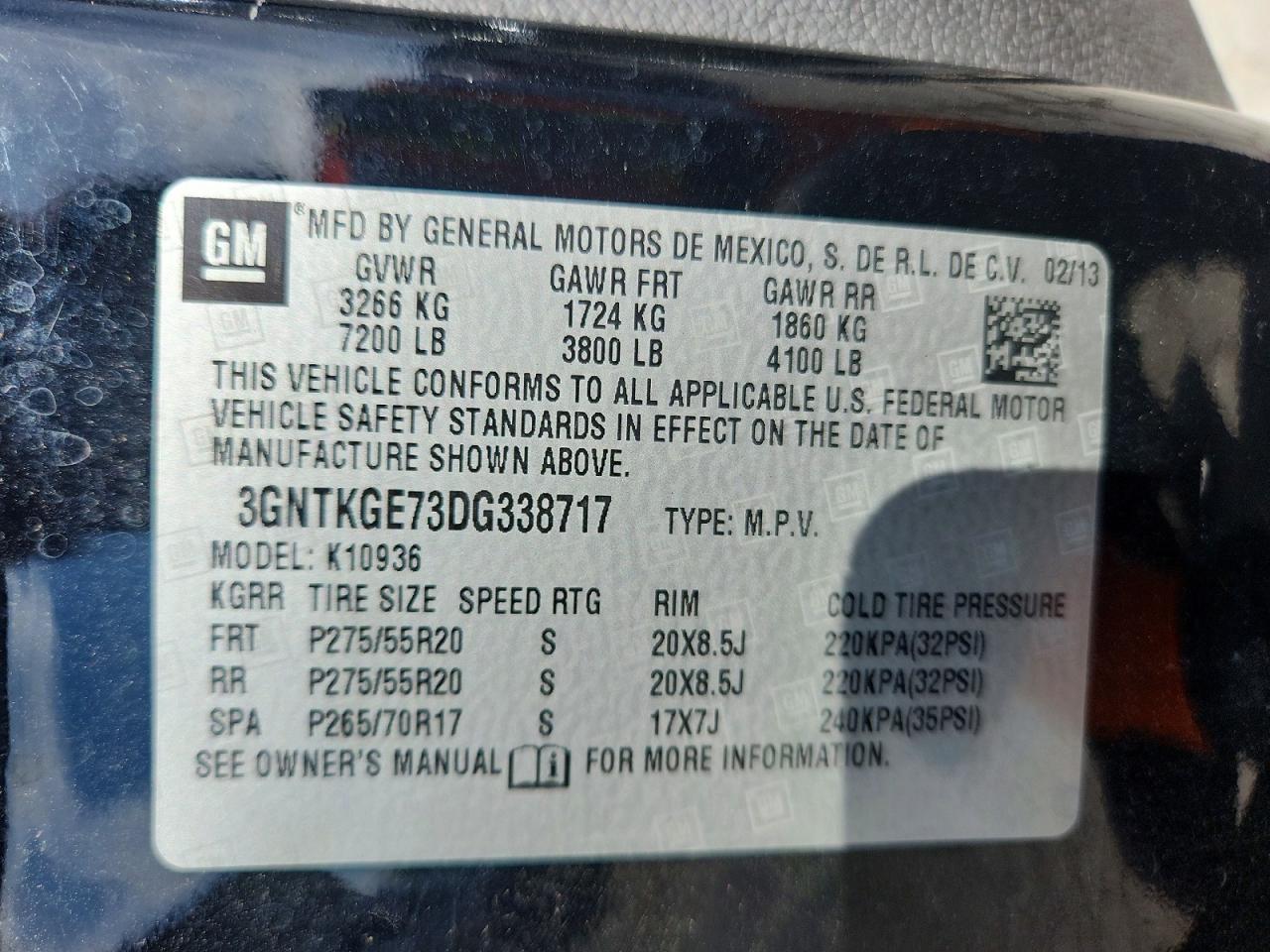 2013 Chevrolet Avalanche VIN 3GNTKGE73DG338717 photo 12