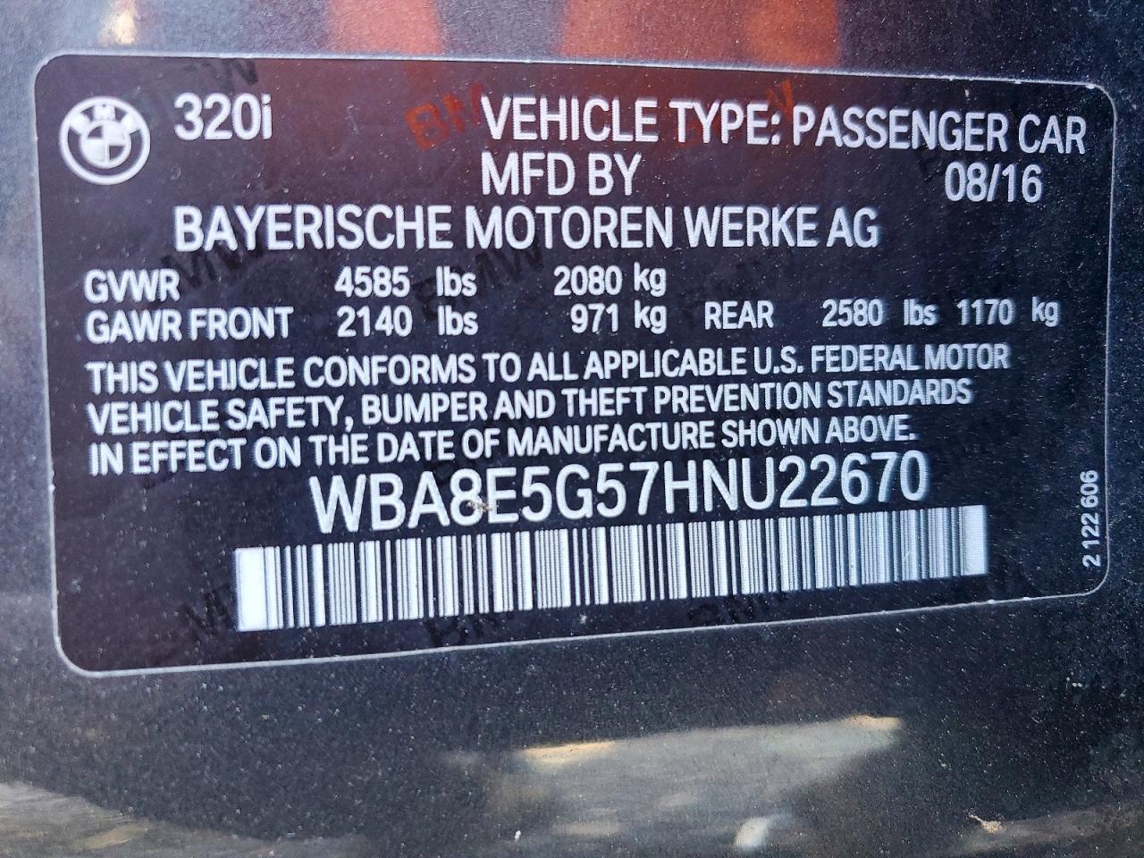 2017 BMW 3 series VIN WBA8E5G57HNU22670 photo 12