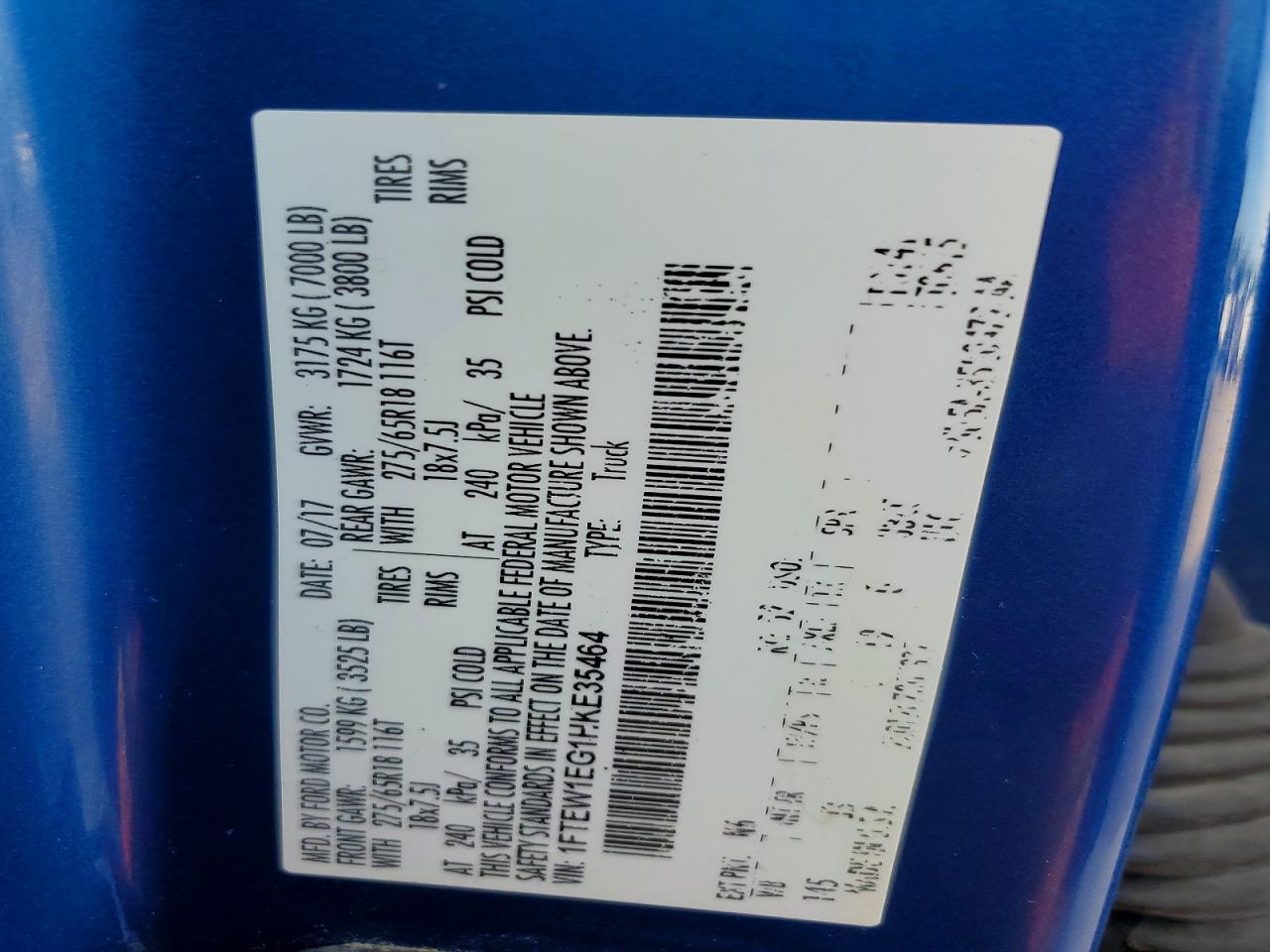 2017 FORD F150 VIN 1FTEW1EG1HKE35464 photo 12