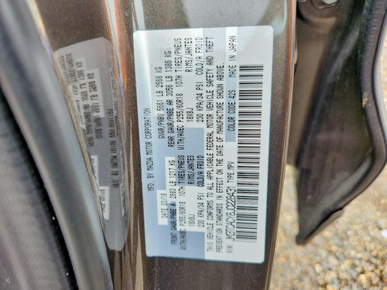 2018 Mazda Cx-9 VIN JM3TCACY8J0228431 photo 12
