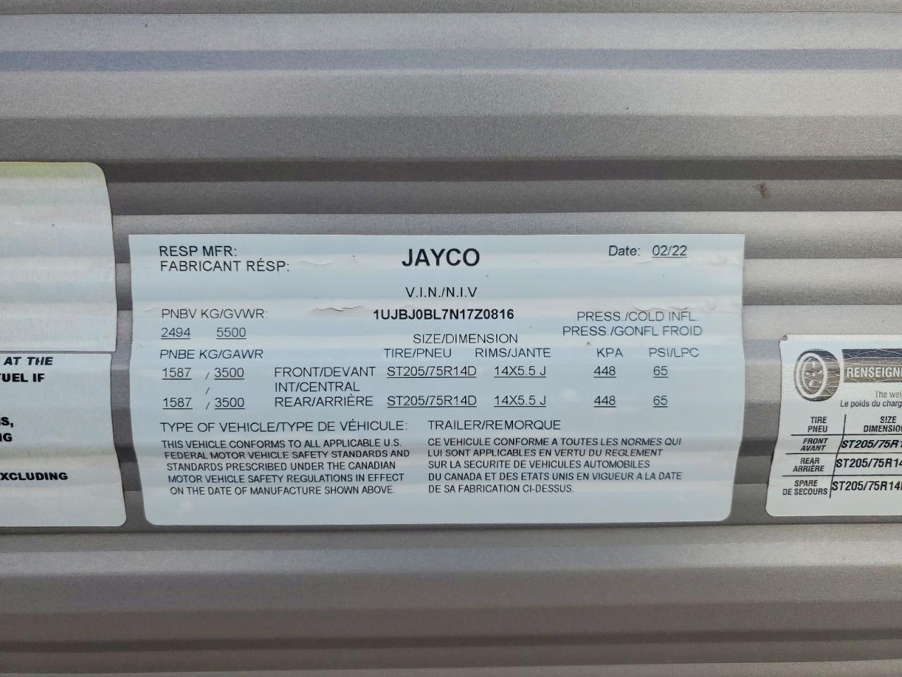 2022 JAYCO Recreation VIN 1UJBJ0BL7N17Z0816 photo 10