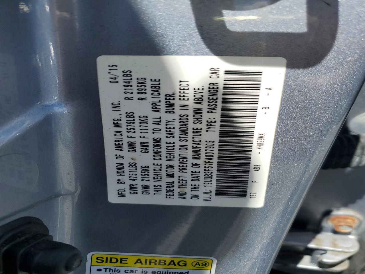2015 Acura Tlx VIN 19UUB3F57FA007905 photo 12