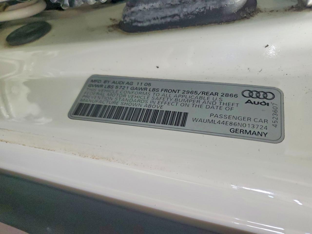 2006 Audi A8 VIN WAUML44E86N013724 photo 12
