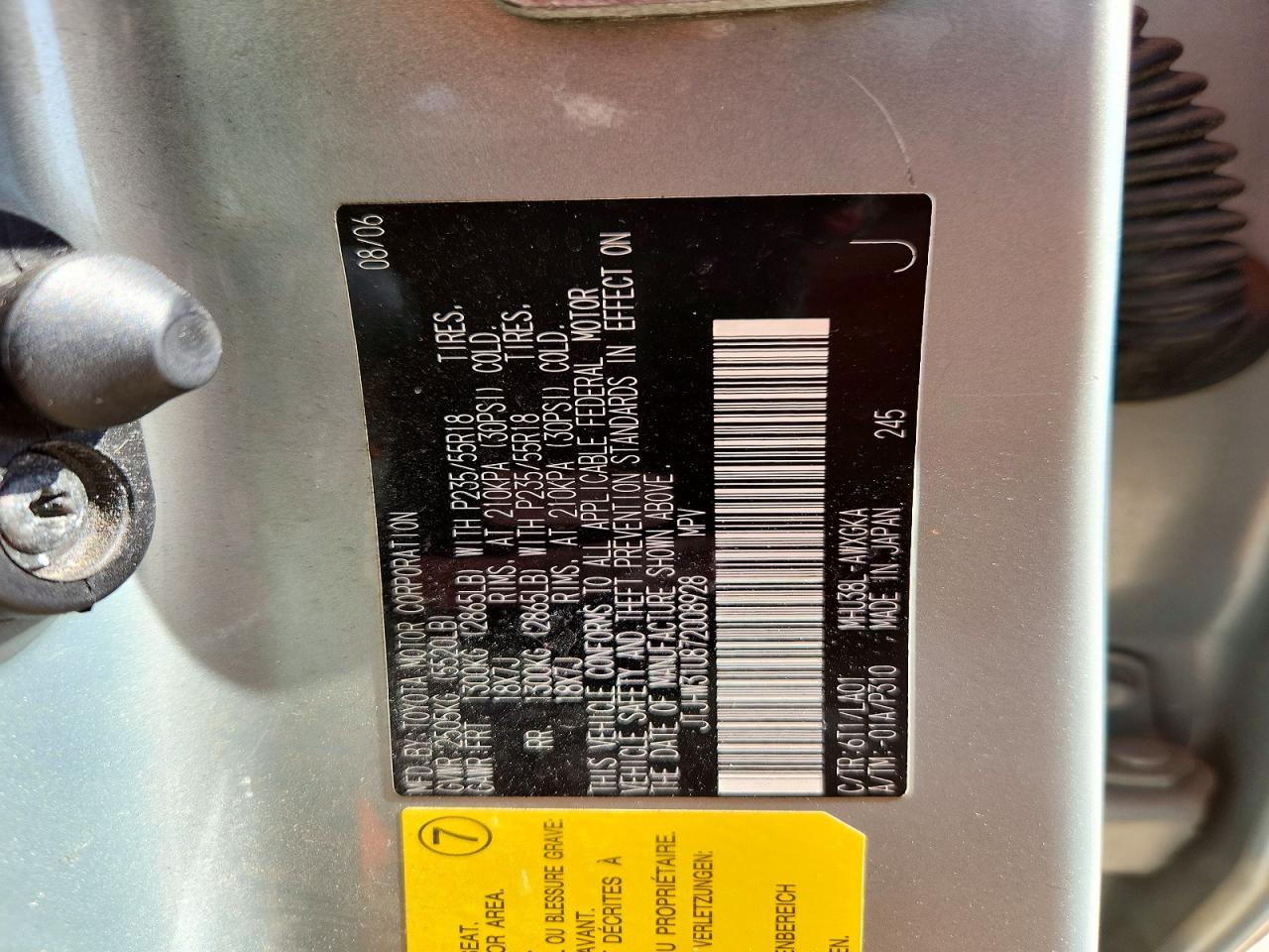 2007 Lexus Rx350 VIN JTJHW31U872008928 photo 12