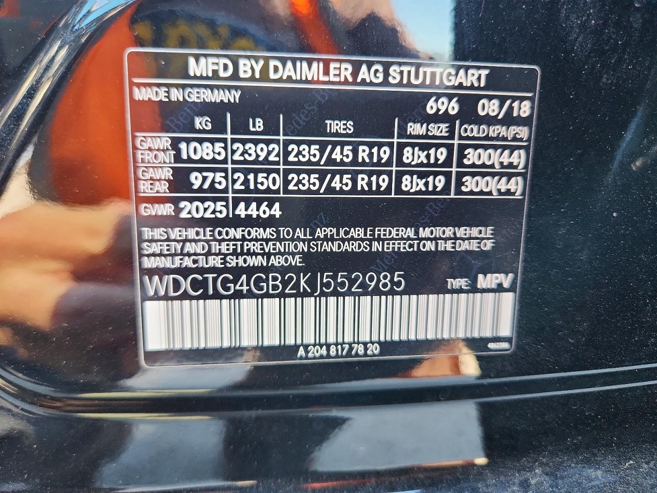 2019 MERCEDES-BENZ Gla-class VIN WDCTG4GB2KJ552985 photo 12