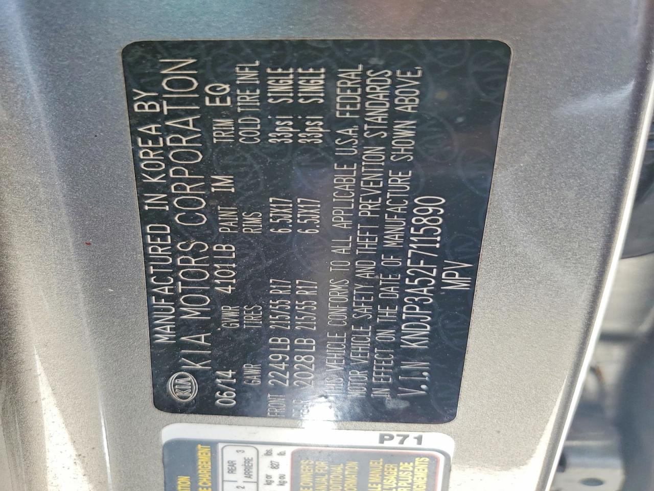 2015 Kia Soul VIN KNDJP3A52F7115890 photo 12