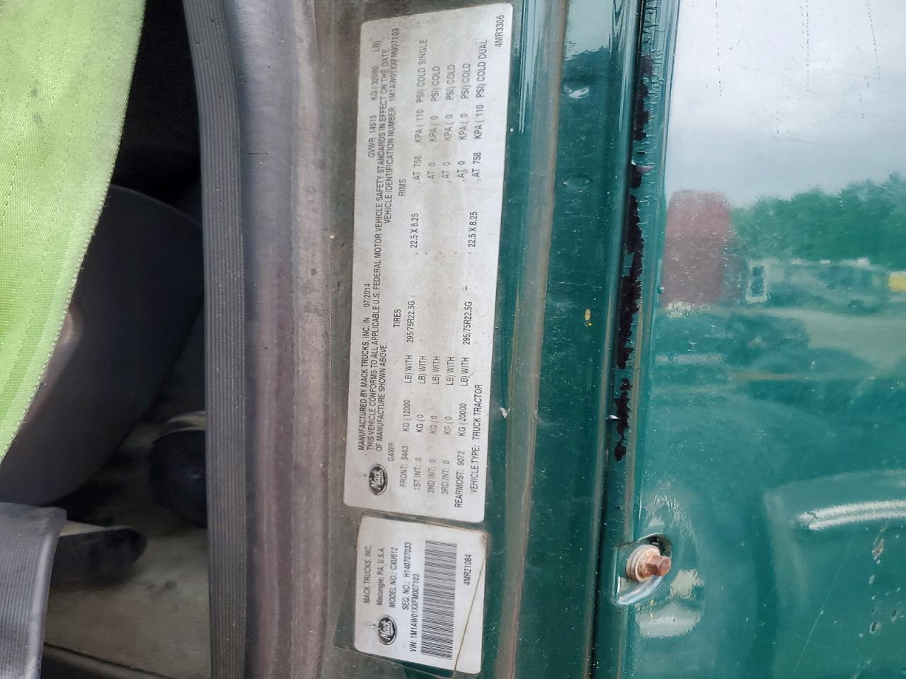 2015 MACK All models VIN 1M1AW01XXFM007103 photo 10