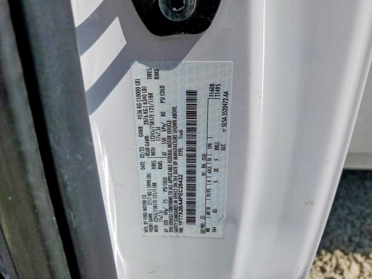 2023 FORD F250 VIN 1FT7X2BA4PEC28432 photo 12