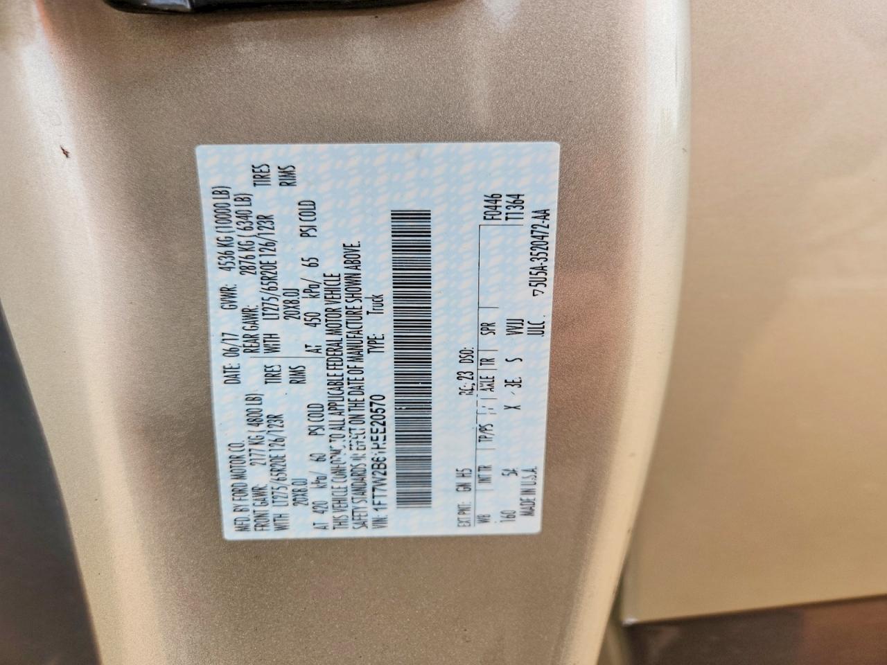 2017 Ford F250 VIN 1FT7W2B61HEE20570 photo 12