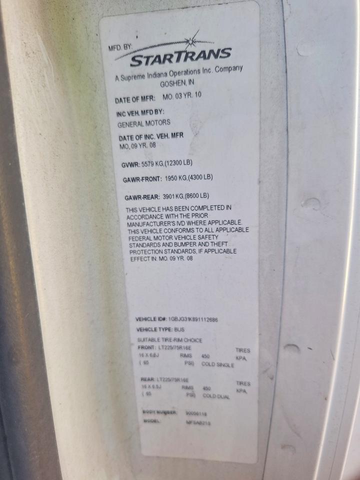 2009 Chevrolet Express VIN 1GBJG31K891112686 photo 10