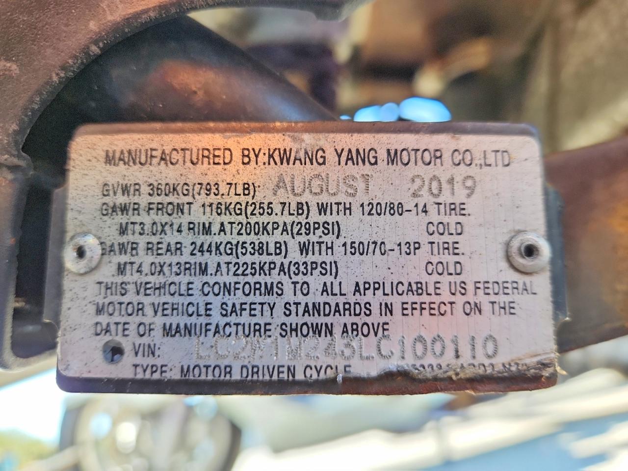 2020 KYMCO All other VIN LC2W1M243LC100110 photo 8