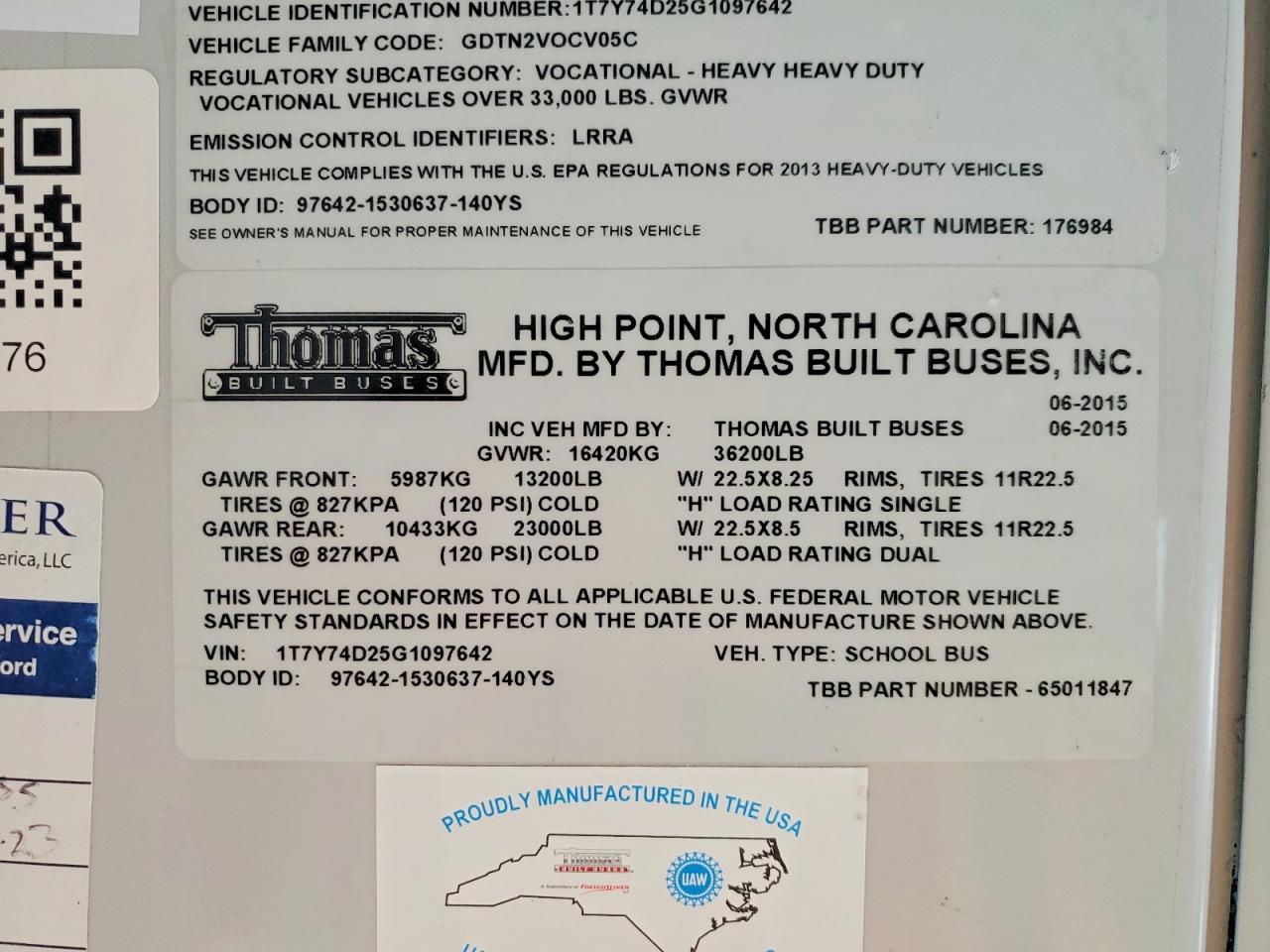 2016 THOMAS All other VIN 1T7Y74D25G1097642 photo 10