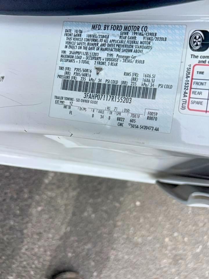 2007 Ford Fusion VIN 3FAHP07117R155203 photo 12