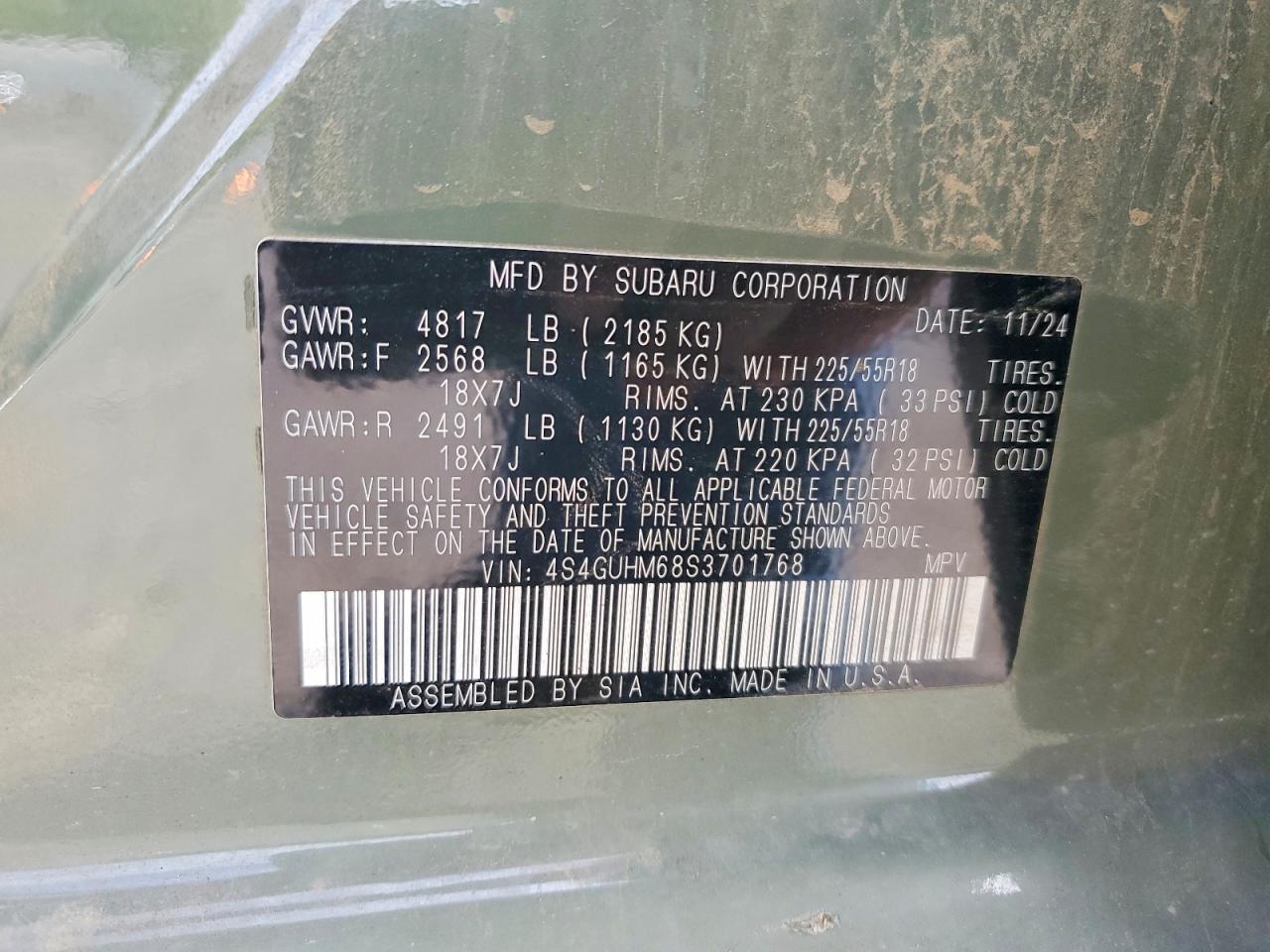2025 Subaru Crosstrek VIN 4S4GUHM68S3701768 photo 12