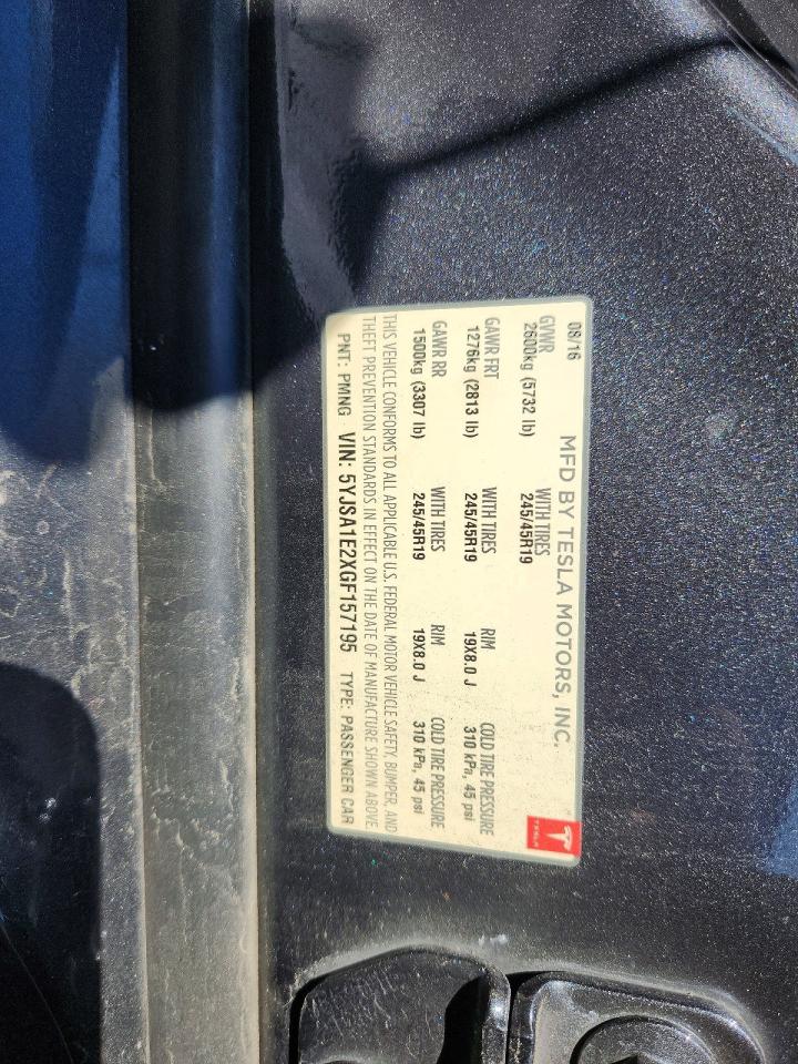 2016 Tesla Model s VIN 5YJSA1E2XGF157195 photo 12