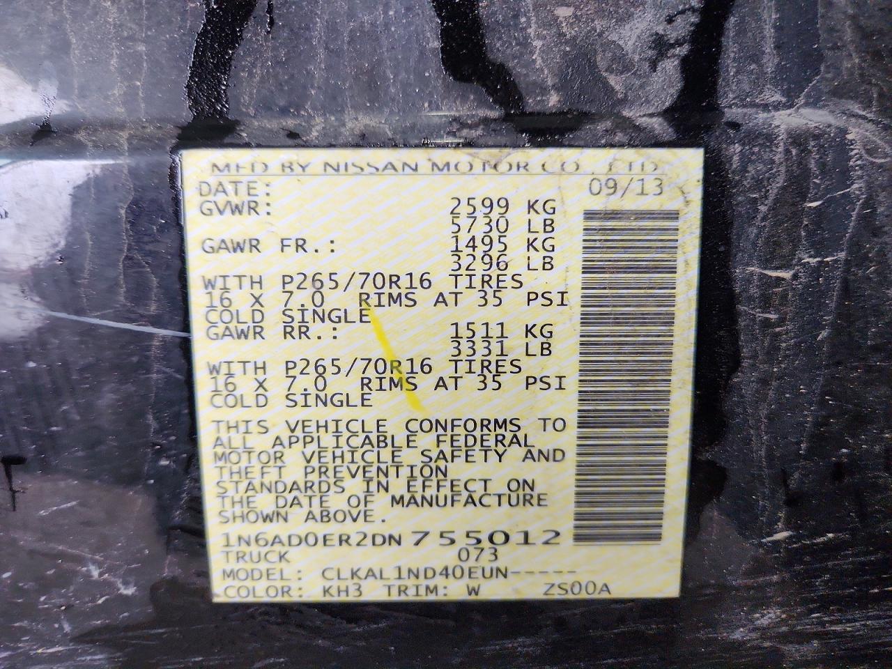 2013 NISS Frontier VIN 1N6AD0ER2DN755012 photo 12