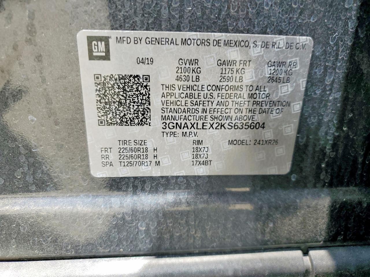 2019 Chevrolet Equinox VIN 3GNAXLEX2KS635604 photo 12