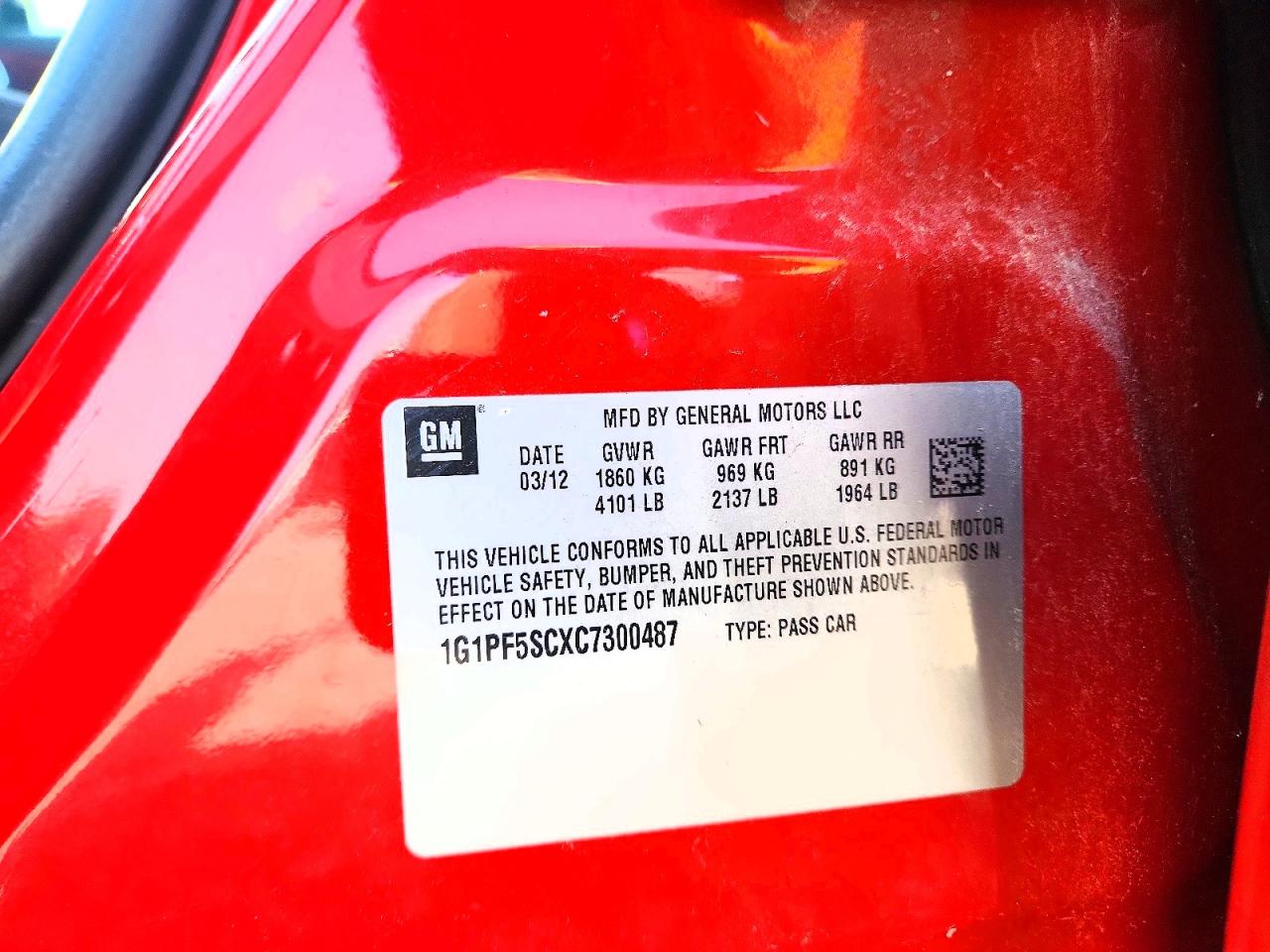 2012 Chevrolet Cruze VIN 1G1PF5SCXC7300487 photo 12
